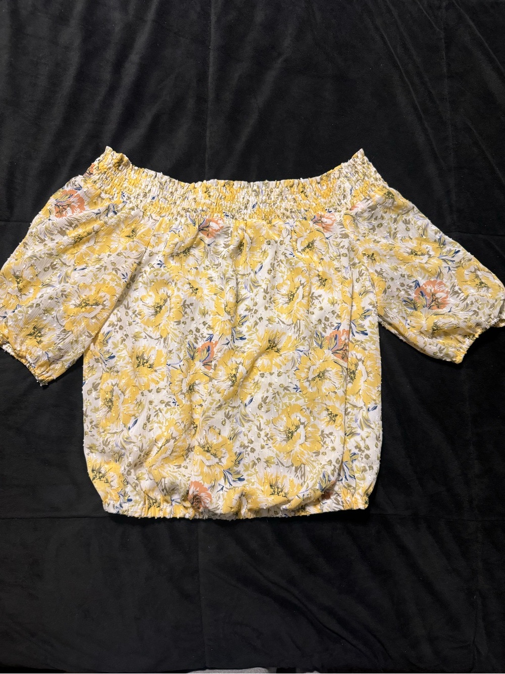 Joie Floral Peasant Top XS Yellow Cream Blue Boho Summer